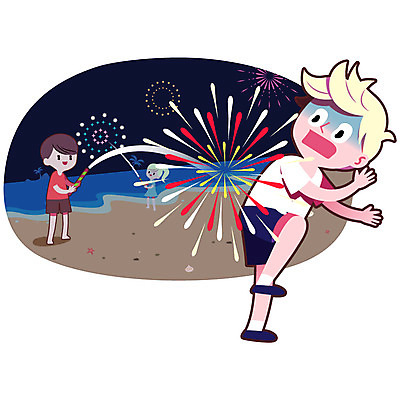 여자 남자 일러스트 폭죽 성인 해변 야외 세명 여름 여름휴가 바캉스 예절 야간 위험 국내일러스트 AI파일 자연요소 계절 바다 컨셉 휴가 사람 파일형식 벡터 여름_계절