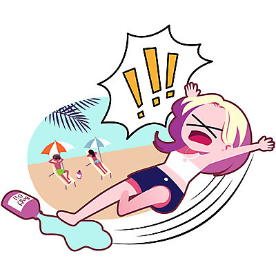 주간 여자 남자 일러스트 성인 해변 야외 세명 여름 여름휴가 바캉스 예절 파라솔 선탠 미끄러짐 선베드 태닝오일 국내일러스트 AI파일 자연요소 계절 바다 의자 모션 휴가 사람 파일형식 벡터 여름_계절