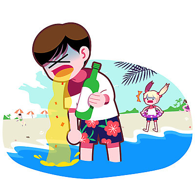 주간 여자 남자 어린이 일러스트 술병 여러명 성인 해변 야외 여름 여름휴가 바캉스 예절 파라솔 튜브 국내일러스트 AI파일 자연요소 계절 바다 다수 병_용기 휴가 주류 사람 파일형식 벡터 여름_계절