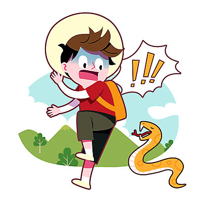 주간 나무 남자 일러스트 산 한명 성인 야외 여름 여름휴가 바캉스 놀람 등산 예절 뱀 위험 등산객 국내일러스트 AI파일 자연요소 식물 1 계절 감정 컨셉 파충류 휴가 표정 사람 트래킹 파일형식 벡터 여름_계절