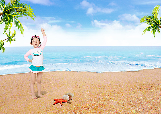 전신 PSD 구름 편집 편집이미지 수영복 어린이 여행 하늘 조개 불가사리 한명 서기 소녀 해변 여름휴가 바캉스 야자수 한국인 물안경 이미지편집 자연요소 나무 1 옷 여자 바다 모션 휴가 어패류 극피동물 사람 동양인 수영용품 파일형식 여름_계절