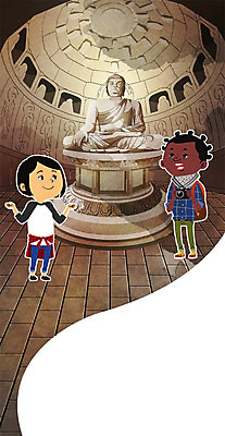 PSD 외국인 여자 남자 어린이 여행 흑인 일러스트 실내 두명 관광지 여행객 한국인 국내여행 석굴암 국내일러스트 서양인 한국 사람 동양인 인종 내부 랜드마크 파일형식