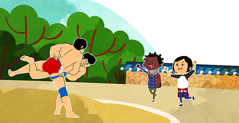 주간 PSD 외국인 나무 여자 남자 어린이 여행 흑인 일러스트 여러명 성인 야외 관광지 여행객 한국인 씨름 씨름판 씨름선수 국내여행 씨름경기 기와담장 국내일러스트 자연요소 서양인 식물 스포츠 다수 운동선수 기와 사람 동양인 인종 경기 담장 전통놀이 파일형식