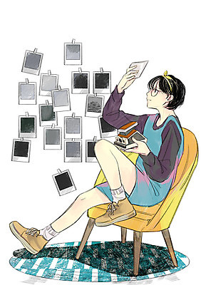 전신 PSD 라이프스타일 여자 의자 일러스트 한명 앉기 성인 취미 폴라로이드 폴라로이드사진 사진필름 안식처 국내일러스트 1 가구 모션 휴식 사람 생활 카메라 필름 파일형식