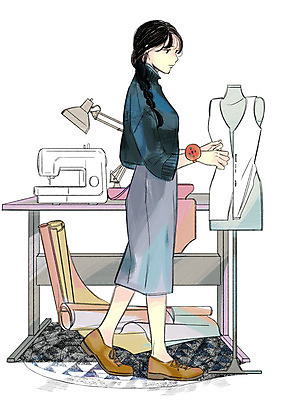 전신 PSD 라이프스타일 옷 여자 일러스트 한명 성인 취미 스탠드 직물 마네킹 재봉틀 책상 만들기 안식처 국내일러스트 1 가구 모션 휴식 조명 사람 생활 파일형식