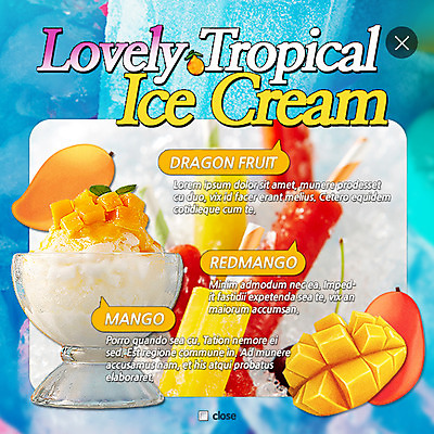 PSD 템플릿 웹템플릿 아이스크림 여름음식 팝업 웹팝업 이벤트 사람없음 여름 얼음 망고 레이어팝업 막대아이스크림 망고빙수 제철음식 이미지템플릿 자연요소 계절 음식 디저트 열대과일 빙수 제철 파일형식 여름_계절