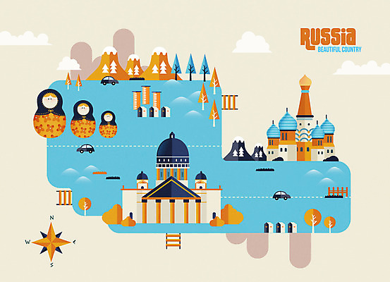 나무 여행 일러스트 자동차 사람없음 관광지 나침반 러시아 여행지도 랜드마크 마트료시카 붉은광장 국내일러스트 AI파일 식물 유럽 인형 육상교통 지도 파일형식 벡터