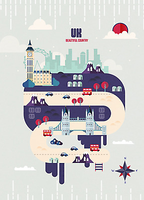 나무 구름 여행 일러스트 자동차 영국 사람없음 관광지 태양 나침반 여행지도 빅벤 이층버스 영국문화 랜드마크 런던브릿지 국내일러스트 AI파일 자연요소 식물 유럽 육상교통 지도 버스 다리_건축물 시계탑 런던 유럽문화 파일형식 벡터