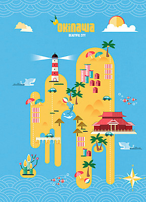 구름 여행 일러스트 자동차 등대 사람없음 관광지 야자수 태양 파라솔 나침반 대나무 돌고래 상어 여행지도 랜드마크 오키나와 신사_일본건축 국내일러스트 AI파일 자연요소 나무 육상교통 지도 포유류 어류 일본 수중동물 일본건축 파일형식 벡터