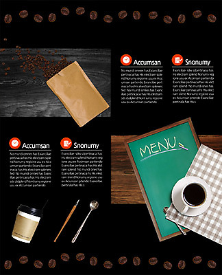 PSD 템플릿 편집 표지디자인 북디자인 출판디자인 내지 커피 음식 리플렛 2단접지 북커버 팜플렛 사람없음 종이봉투 숟가락 칠판 원두 식탁보 커피잔 분필 메뉴판 테이크아웃컵 이미지템플릿 음료 봉투 잔 수저 컵 초크 파일형식