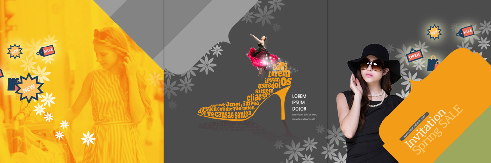 PSD 서양인 템플릿 편집 모자 표지디자인 북디자인 출판디자인 여자 표지 리플렛 북커버 3단접지 이벤트 팜플렛 상반신 20대 성인 세명 쇼핑 선글라스 라벨 하이힐 이미지템플릿 외국인 잡화 안경 구두 프레임 사람 청년 여성화 파일형식