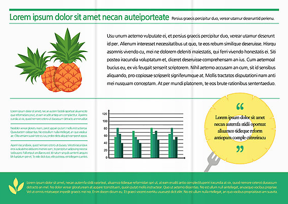 템플릿 편집 표지디자인 북디자인 출판디자인 내지 음식 리플렛 포크 북커버 3단접지 그래프 팜플렛 사람없음 파인애플 열대과일 이미지템플릿 AI파일 식기 과일 파일형식 벡터