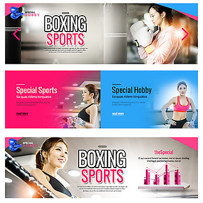 PSD 템플릿 배너 여자 웹템플릿 여러명 20대 성인 취미 운동 건강관리 권투 한국인 권투장 권투글러브 이벤트배너 웹배너 이미지템플릿 다수 스포츠시설 건강 관리 사람 동양인 청년 격투기 글러브 파일형식