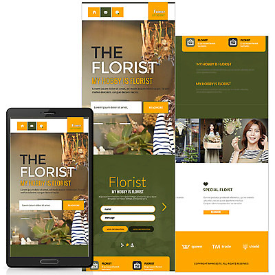 PSD 템플릿 여자 꽃 웹템플릿 모바일 20대 성인 취미 두명 한국인 꽃꽂이 모바일템플릿 모바일웹 플로리스트 이미지템플릿 식물 직업 사람 동양인 청년 원예 파일형식