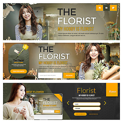 PSD 템플릿 배너 여자 꽃 웹템플릿 여러명 20대 성인 취미 한국인 꽃꽂이 이벤트배너 플로리스트 웹배너 이미지템플릿 식물 직업 다수 사람 동양인 청년 원예 파일형식