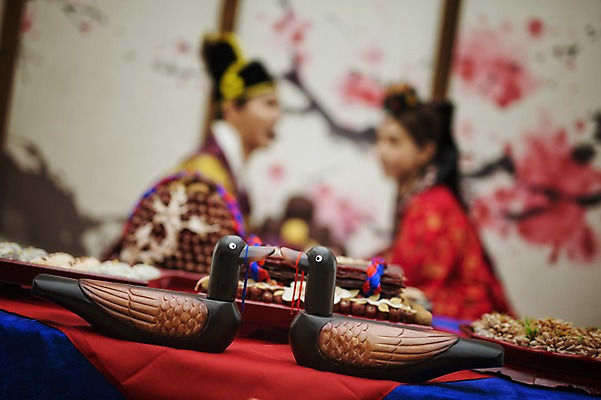 포토 JPG 여자 남자 신부 신랑 결혼 실내 앉기 상반신 성인 옆모습 아웃포커스 30대 한국인 한복 혼례복 폐백 청둥오리 잉꼬 폐백상 폐백실 웨딩라이프 성인만 국내포토 한국전통 라이프스타일 뷰포인트 모션 오리 촬영기법 사람 동양인 이벤트 내부 장년 전통의상 파일형식