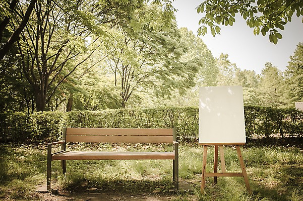 주간 PSD 나무 편집이미지 공원 백그라운드 벤치 프레임 사람없음 야외 디지털합성 이젤 캔버스 디지털아트 이미지편집 자연요소 식물 공공시설 의자 미술도구 파일형식