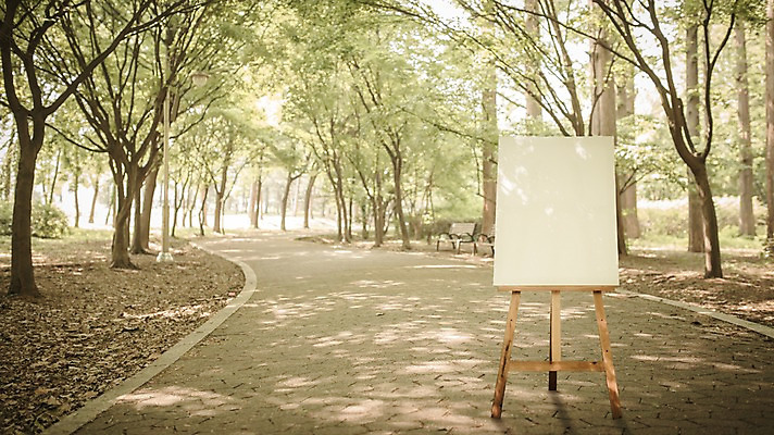 주간 PSD 나무 편집이미지 공원 백그라운드 프레임 사람없음 야외 산책로 디지털합성 이젤 캔버스 디지털아트 이미지편집 자연요소 식물 공공시설 길 미술도구 파일형식