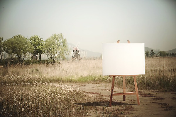 주간 PSD 나무 편집이미지 백그라운드 프레임 초원 사람없음 야외 풍차 디지털합성 이젤 캔버스 디지털아트 이미지편집 자연요소 식물 미술도구 파일형식