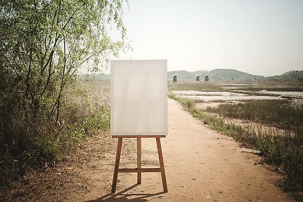 주간 PSD 편집이미지 길 백그라운드 프레임 초원 사람없음 야외 디지털합성 이젤 캔버스 디지털아트 이미지편집 자연요소 미술도구 파일형식