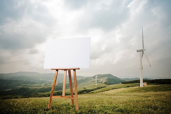 주간 PSD 편집이미지 백그라운드 산 프레임 초원 사람없음 야외 풍력에너지 디지털합성 이젤 캔버스 디지털아트 이미지편집 자연요소 미술도구 그린에너지 파일형식