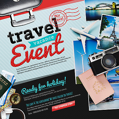 PSD 템플릿 웹템플릿 이벤트페이지 이벤트 사람없음 여름휴가 바캉스 카메라 나침반 항공권 여권 비행기모형 이미지템플릿 휴가 비행기 전자제품 모형 티켓 페이지 파일형식 여름_계절