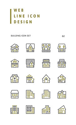 아이콘 주택 빌딩 사람없음 세트 라인아이콘 이층집 2D아이콘 AI파일 건물 파일형식 벡터