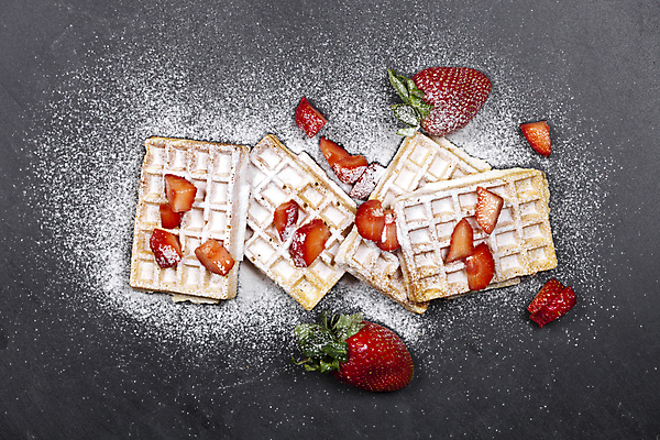 포토 JPG 해외이미지 조각 딸기 사람없음 와플 슈가파우더 해외포토 과일 디저트 파일형식 이미지허브