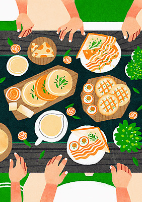 PSD 접시 손 화분 음식 빵 일러스트 치즈 도마 신체부위 베이컨 킨포크 국내일러스트 식기 주방용품 유제품 돼지고기 사람 파일형식