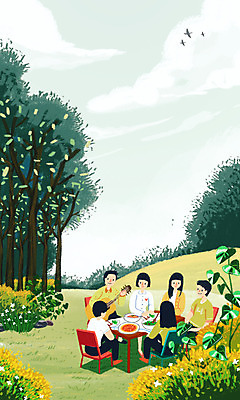 주간 PSD 나무 여자 남자 꽃 음식 일러스트 여러명 성인 야외 소풍 기타 피크닉테이블 킨포크 자연적 국내일러스트 자연요소 식물 다수 컨셉 탁자 현악기 사람 야외활동 파일형식