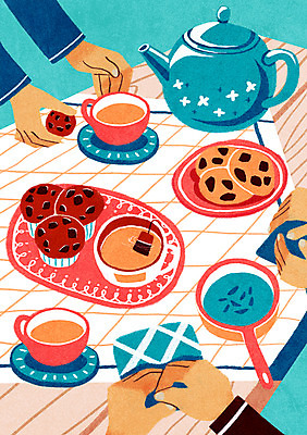 PSD 손 음식 일러스트 티타임 신체부위 쿠키 식탁보 차 찻잔 찻주전자 머핀 킨포크 국내일러스트 음료 빵 주전자 휴식 디저트 잔 사람 파일형식