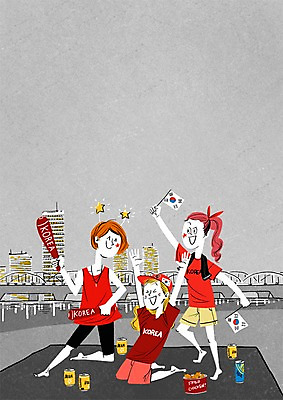 PSD 여자 올림픽 일러스트 응원 빌딩 성인 세명 치킨 다리 캔 태극기 강가 응원복 응원단 막대풍선 국내일러스트 옷 스포츠 사람 건물 신체부위 강 응원용품 국기 풍선 닭고기요리 파일형식