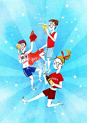 PSD 여자 남자 별 올림픽 일러스트 응원 맥주 성인 세명 망토 응원복 맥주잔 맥주병 국내일러스트 자연요소 옷 스포츠 술잔 술병 주류 사람 파일형식