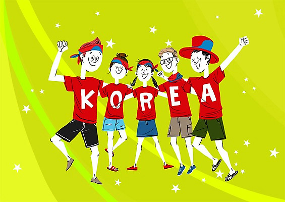 PSD 모자 여자 남자 올림픽 일러스트 응원 어깨동무 여러명 성인 응원복 응원단 국내일러스트 잡화 옷 스포츠 포즈 다수 사람 파일형식