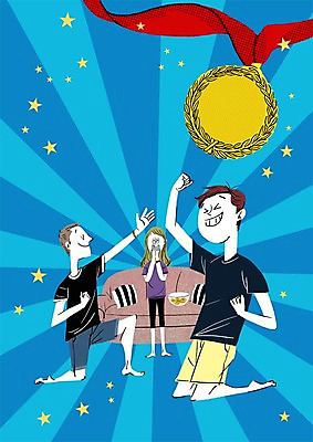 PSD 여자 남자 별 올림픽 쿠션 일러스트 응원 성인 세명 소파 금메달 국내일러스트 자연요소 스포츠 의자 사람 메달 파일형식