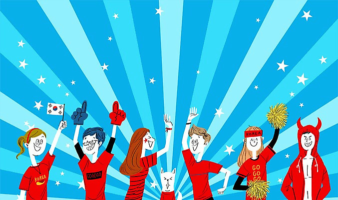 PSD 여자 남자 별 올림픽 일러스트 응원 여러명 성인 강아지 태극기 응원복 응원단 국내일러스트 자연요소 옷 스포츠 다수 사람 반려동물 개 국기 파일형식