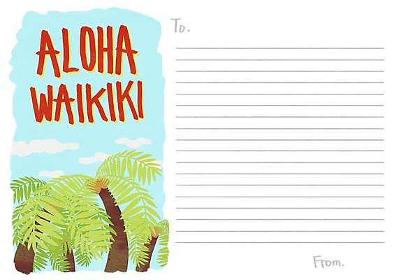 PSD 백그라운드 일러스트 사람없음 여름 여름휴가 바캉스 야자수 편지지 엽서 와이키키 알로하 국내일러스트 나무 계절 휴가 해변 인사 편지 하와이 파일형식 여름_계절