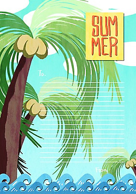 PSD 구름 파도 바다 백그라운드 일러스트 사람없음 여름 여름휴가 바캉스 야자수 편지지 국내일러스트 자연요소 나무 계절 휴가 편지 파일형식 여름_계절