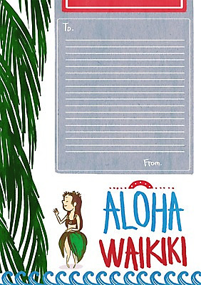 PSD 여자 파도 백그라운드 일러스트 나뭇잎 한명 성인 여름 여름휴가 바캉스 편지지 훌라춤 와이키키 알로하 국내일러스트 1 계절 바다 잎 휴가 사람 해변 춤 인사 편지 하와이 파일형식 여름_계절