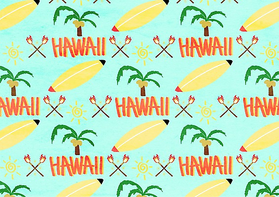 PSD 백그라운드 패턴 일러스트 사람없음 여름 여름휴가 바캉스 야자수 서핑보드 하와이 횃불 국내일러스트 나무 계절 무늬 휴가 미국 도구 보드_스포츠 파일형식 여름_계절