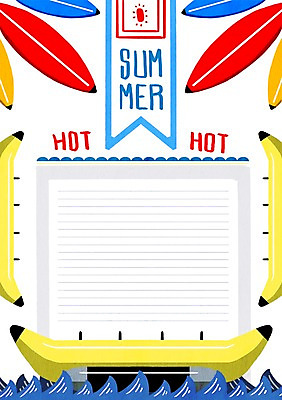 PSD 파도 백그라운드 일러스트 사람없음 여름 여름휴가 바캉스 태양 서핑보드 편지지 국내일러스트 자연요소 계절 바다 휴가 보드_스포츠 편지 파일형식 여름_계절