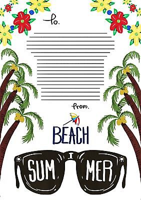 PSD 꽃잎 백그라운드 일러스트 사람없음 여름 여름휴가 바캉스 선글라스 야자수 파라솔 편지지 국내일러스트 나무 계절 꽃 안경 휴가 편지 파일형식 여름_계절