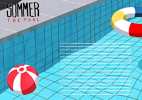 PSD 백그라운드 일러스트 수영장 사람없음 여름 여름휴가 바캉스 비치볼 편지지 튜브 국내일러스트 계절 공 휴가 바캉스용품 편지 파일형식 여름_계절