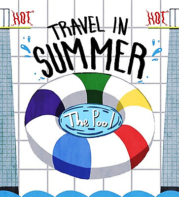 PSD 백그라운드 일러스트 수영장 사람없음 여름 여름휴가 바캉스 튜브 다이빙대 국내일러스트 계절 휴가 다이빙 파일형식 여름_계절