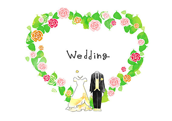 PSD 꽃 웨딩드레스 결혼 일러스트 정장 턱시도 사람없음 장미 하트 청첩장 국내일러스트 모양 식물 드레스 옷 카드_감사 이벤트 파일형식