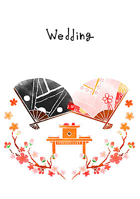 PSD 꽃 결혼 일러스트 사람없음 부채 청첩장 일본전통 국내일러스트 식물 전통 카드_감사 이벤트 일본 파일형식