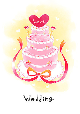 PSD 꽃 리본 결혼 일러스트 사람없음 케이크 웨딩케이크 청첩장 국내일러스트 식물 디저트 카드_감사 이벤트 파일형식