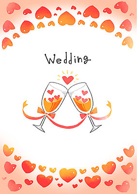 PSD 꽃 리본 결혼 와인잔 일러스트 사람없음 하트 청첩장 국내일러스트 모양 식물 술잔 카드_감사 이벤트 파일형식