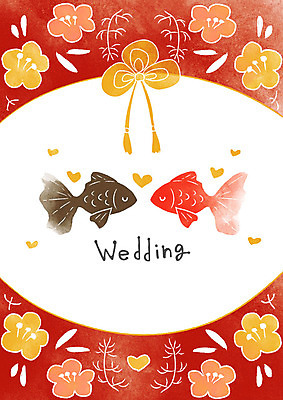PSD 꽃 한쌍 결혼 일러스트 사람없음 하트 청첩장 금붕어 국내일러스트 모양 식물 카드_감사 어류 이벤트 파일형식