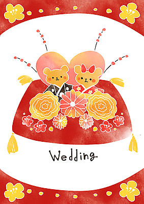 PSD 꽃 결혼 일러스트 방석 사람없음 곰인형 청첩장 국내일러스트 식물 인형 카드_감사 이벤트 파일형식